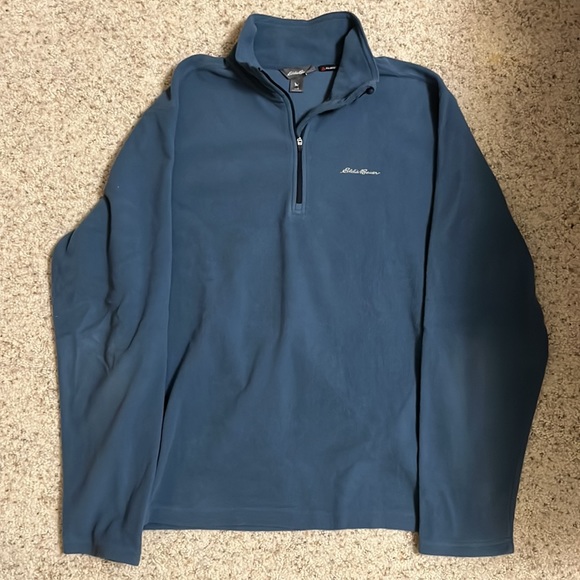 ✅ EDDIE BAUER x POLARTEC Long Sleeve Quarter Zip Warm Fleece Jacket Size L Blue - Picture 2 of 5
